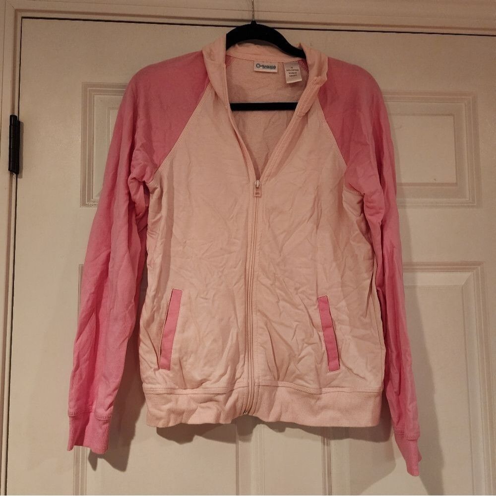 Stretchy pink vintage cotton zip up sweatshirt M